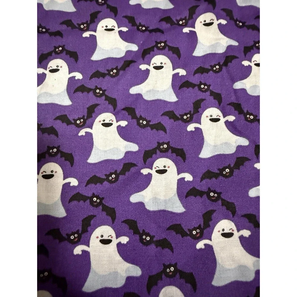 Halloween Ghost Bat Cotton Fabric 2 Yards Purple Quilting Craft